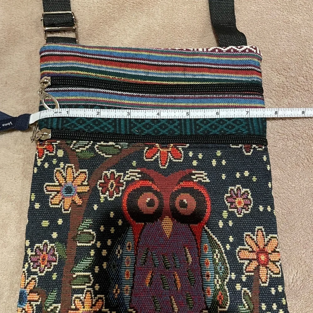 Owl embroidery two zipper bag NWOT  has a lot of color details